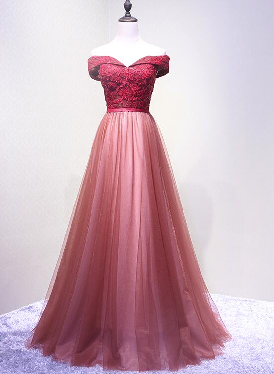 Red Off Shoulder Style Prom Dress 2019, Charming Formal Gown, Party Dress 2019