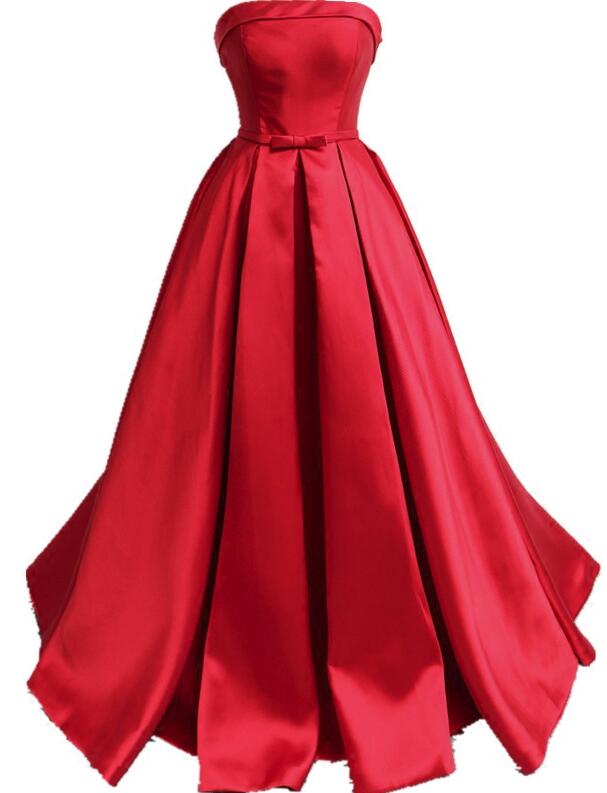 Red Satin High Quality Floor Length Prom Dress 2019, Party Dress 2019, Formal Gown