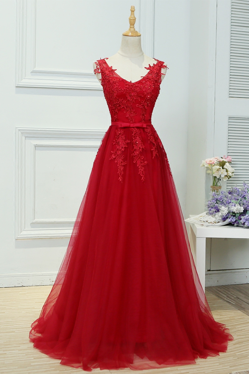 Red Tulle Simple Party Dresses 2019 