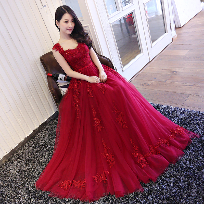 Beautiful Wine Red Off Shoulder Senior Prom Dresses, Red Formal Gowns 2019