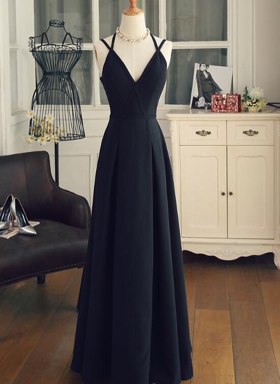 Black Chiffon Prom Dress 2109, Lovely Party Gown, Black Bridesmaid Dress 2019