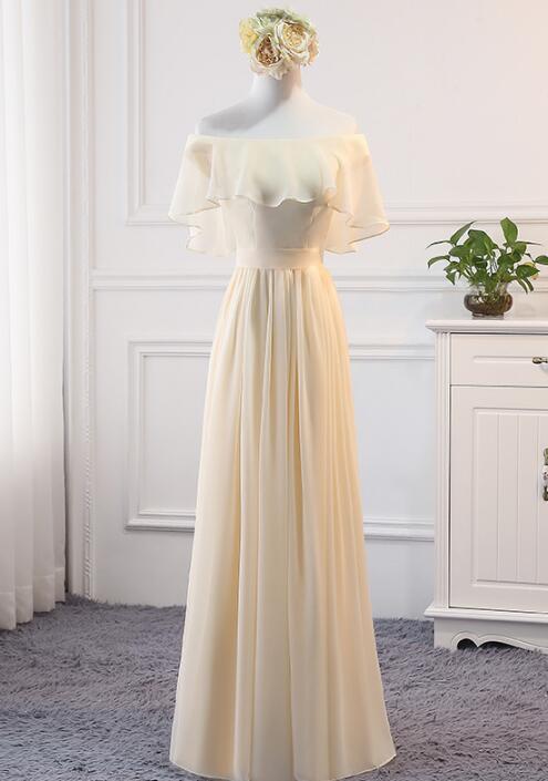 Elegant Short Front Long Back Chiffon Dresses Champagne