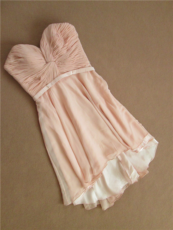 Light Pink Chiffon Short Bridesmaid Dress, Elegant Pink Bridesmaid Dress 2019