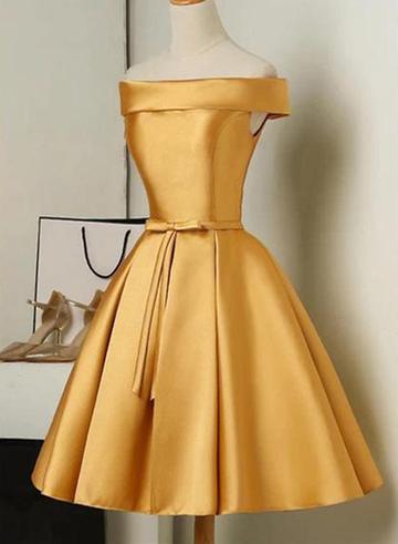 Two Pieces Off The Shoulder Prom Dresses, Yellow Popular Prom Dresses 2019 Two Pieces Off The Shoulder Prom Dresses, Yellow Popular Prom Dresses 2019