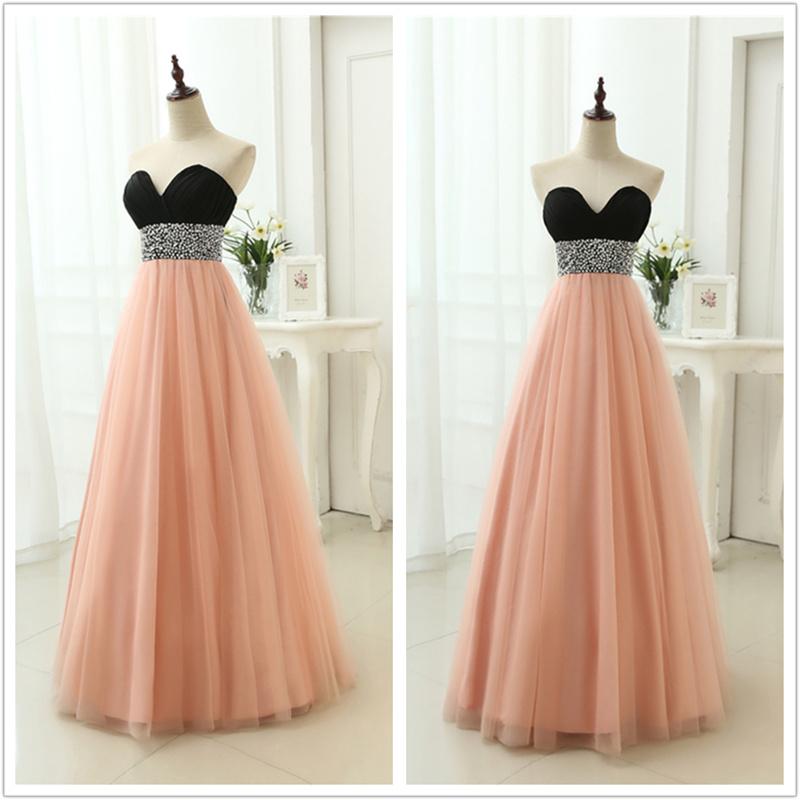 Pearl Pink Tulle Sweetheart Beaded Floor Length Party Dress 2019, Long Formal Dress 2019