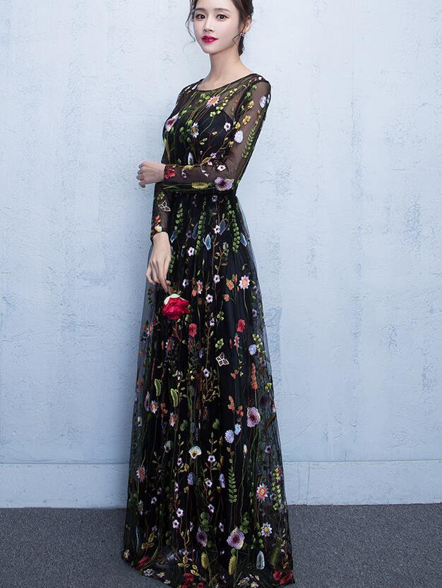 Black floral outlet tulle dress