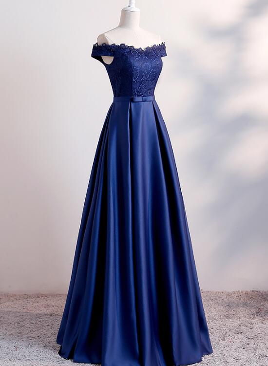 navy blue satin bridesmaid dresses