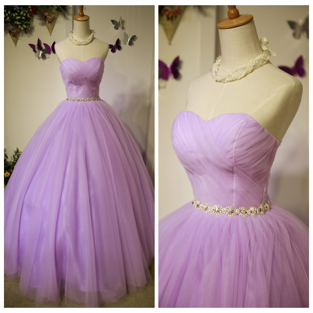 Lovely Lavender Tulle Sweetheart Long Sweet 16 Dress, Charming Formal Gown 2019