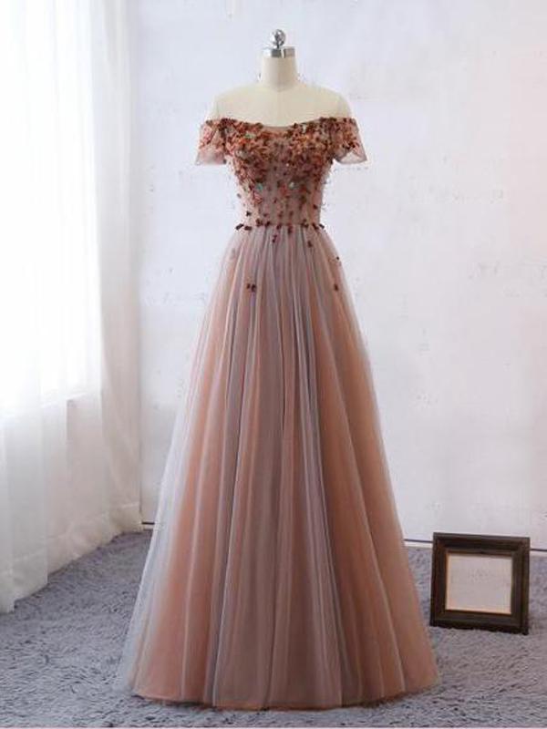Tulle Off The Shoulder Long Formal Dress, Charming Party Dress 2019