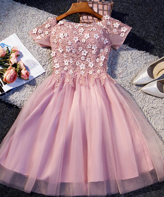 Cute Pink Tulle Short Dress, Tulle Party Dress 2019, Formal Dress 2019
