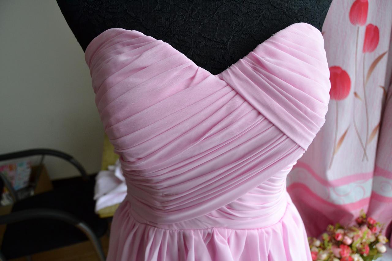 Pink Bridesmaid Dresses/bridesmaid Dress/bridesmaid/prom Dress/pink Dress/wedding/chiffon Dress ( Color #21)