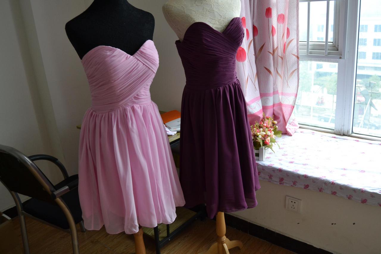 Burgundy bridesmaid dresses/bridesmaid dress/bridesmaid/prom dress/pink dress/wedding/chiffon dress ( color #21)