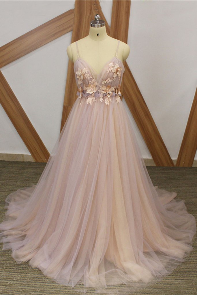 floral tulle prom dress