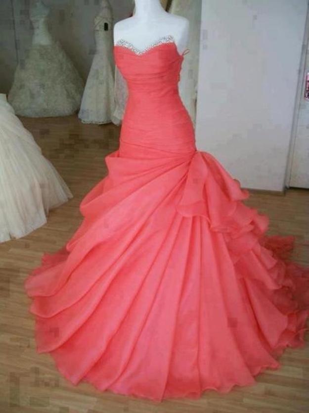 Gorgeous Watermelon Ball Gown Sweep Train Prom Dress/prom Dresses, Wedding Dress, Party Dresses, Prom Gowns