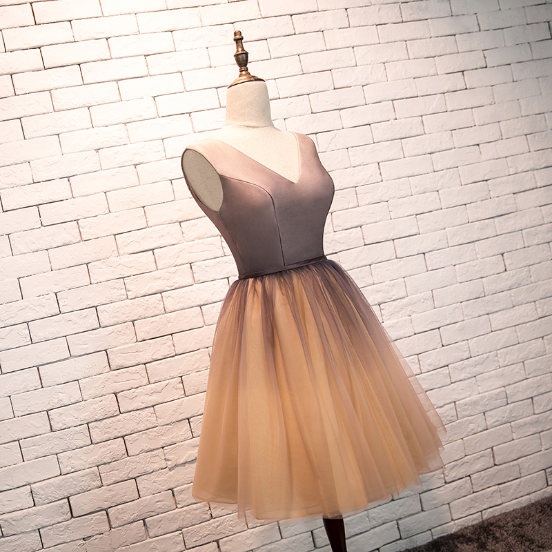 sachin and babi light blue dress Cute Gradient Champagne Knee Length V-Neckline Party Dress, Short Homecoming Dress