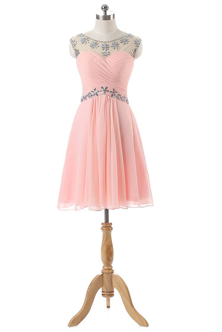 Cute Chiffon Beaded Style Homecoming Dress, Short Prom Dress For Teens