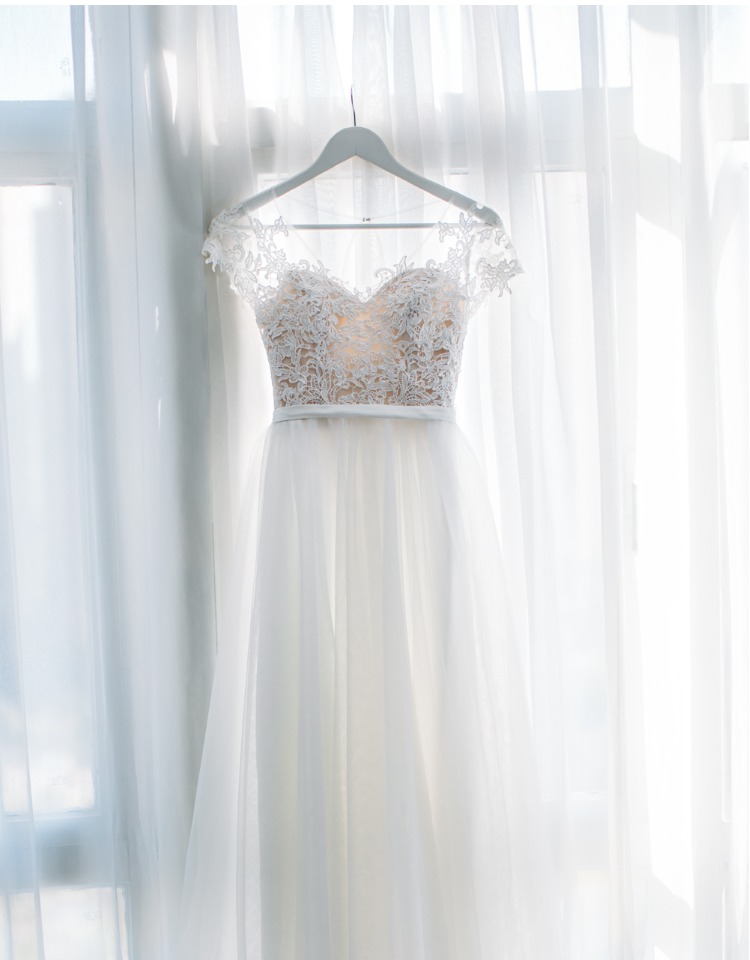 Beautiful Lace And Tulle Long Simple Bridal Dress, Beach Wedding Dress
