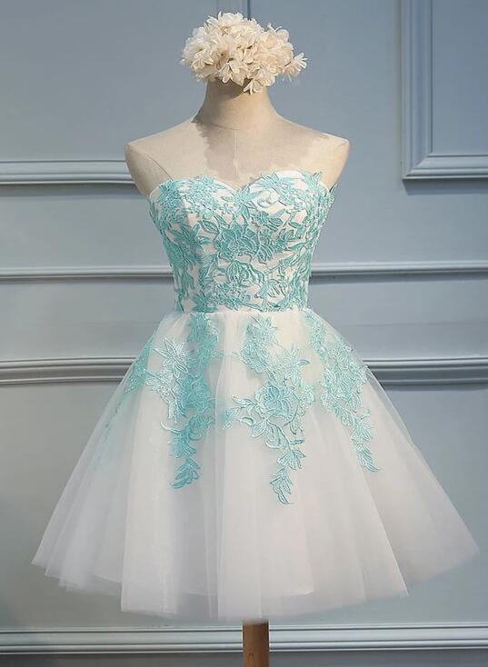 Lovely White Tulle Short Graduation Dress, Party Dress, Cute Short Prom Dress