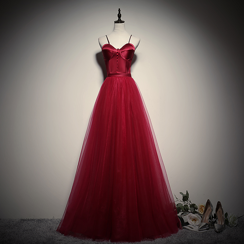 Beautiful Red Tulle Sweetheart Long Prom Dress, Party Dress 2020
