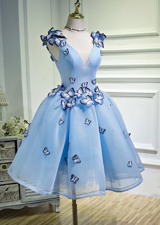 Beautiful Light Blue Short Sweetheart Party Dress, Cute Prom Dress 2020