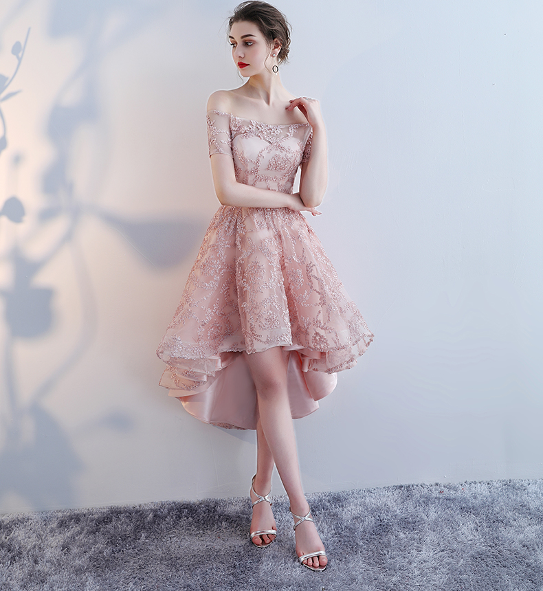 Charming Pink Handmade Lace Evening Party Dress, Lovely Formal Dress