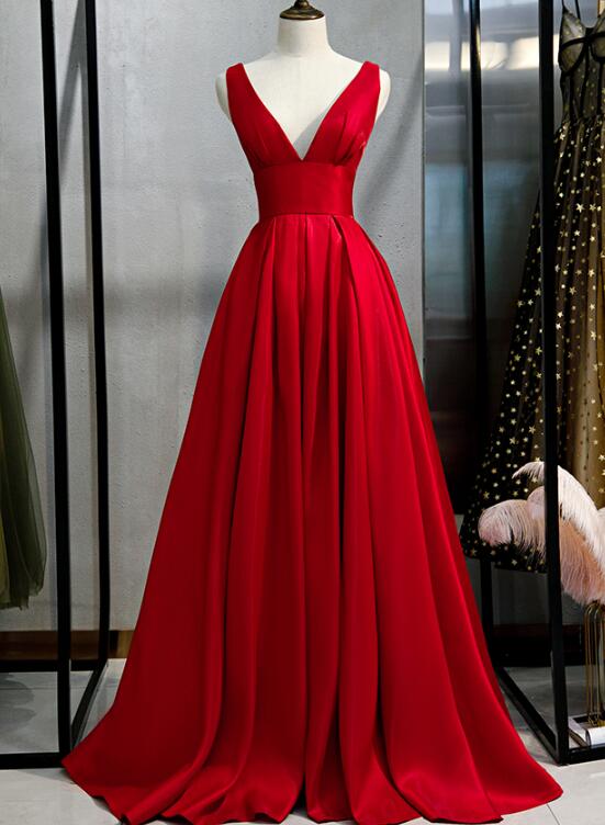 Charming Red Satin Sexy Long Party Dress, Prom Dress 2020