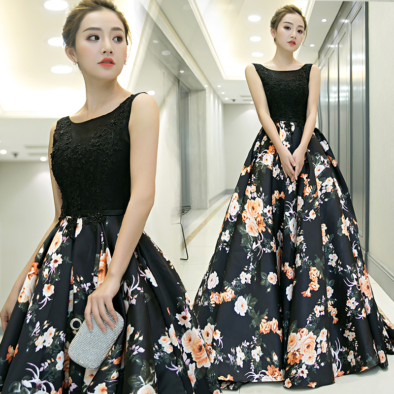 Beautiful Black Long Party Dress 2020, Satin Party Dress