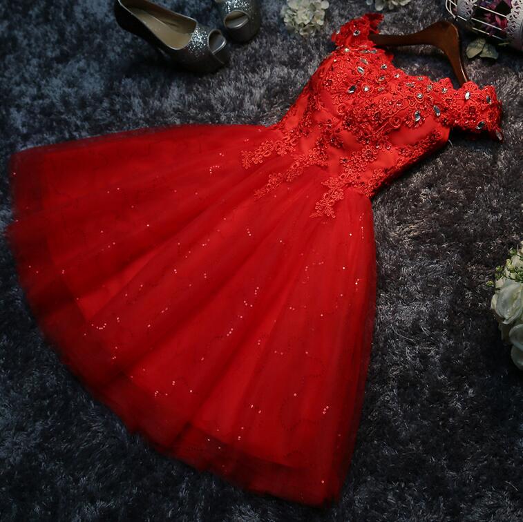 Cute Red Short Off Shoulder Homecoming Dress, Red Party Dress 2020