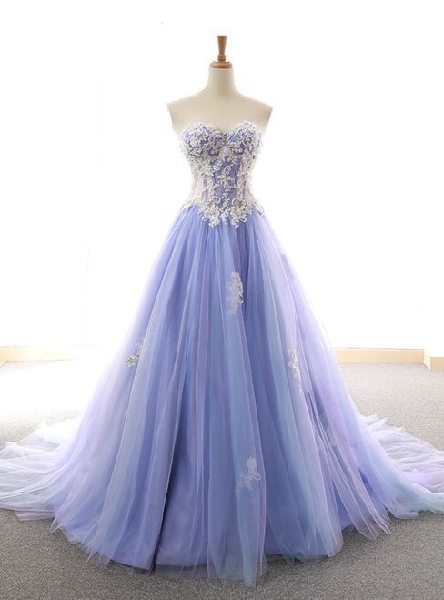 Beautiful Purple Tulle Long Prom Dress 2020, Sweet 16 Gown