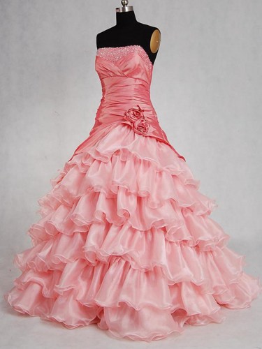 Alluring Pink Ball Gown Scoop Neckline Sweep Train Prom Dress