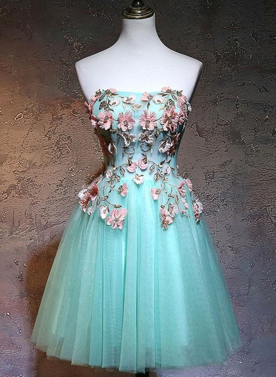 Fashionable Tulle Short Sweetheart Mint Green Party Dress,
