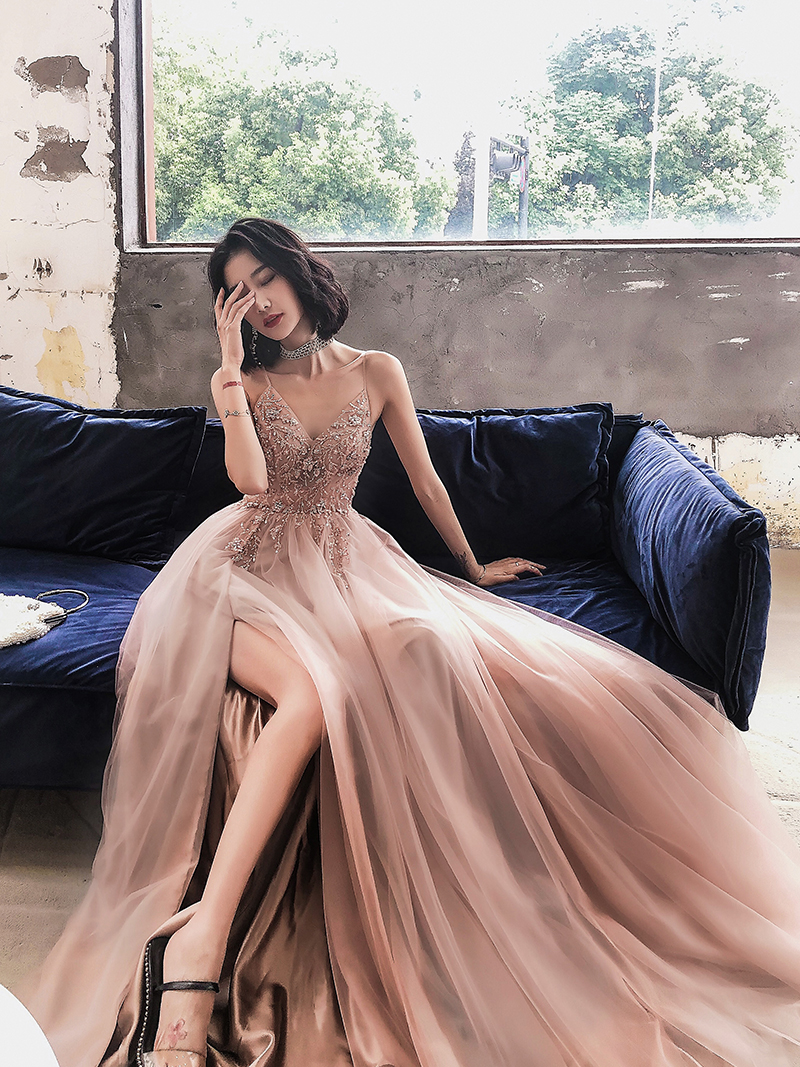 high slit pink dress Colors 2975 Size 6, 8 Hot Pink Long Prom Dress Sequin 6 / Hot Pink main image 0