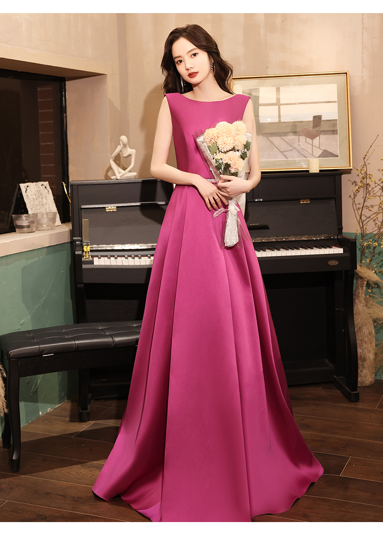 Simple Satin Long Evening Dress With Belt, A-line Simple Satin Prom Dress Party Dress