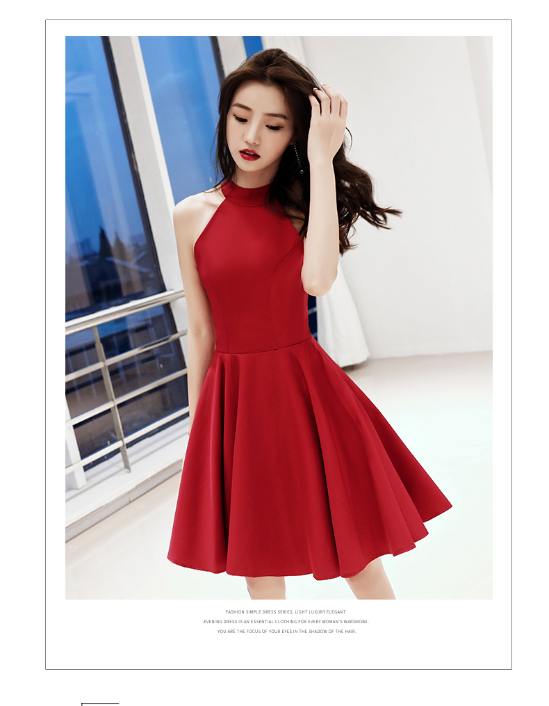 Red Halter Short Simple Cute Homecoming Dress Prom Dress, Red Party Dress Formal Dress