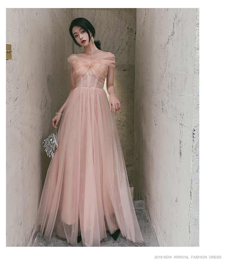 A-line Light Pink Sweetheart Tulle Prom Dress Bridesmaid Dress, Pink Off Shoulder Formal Dress