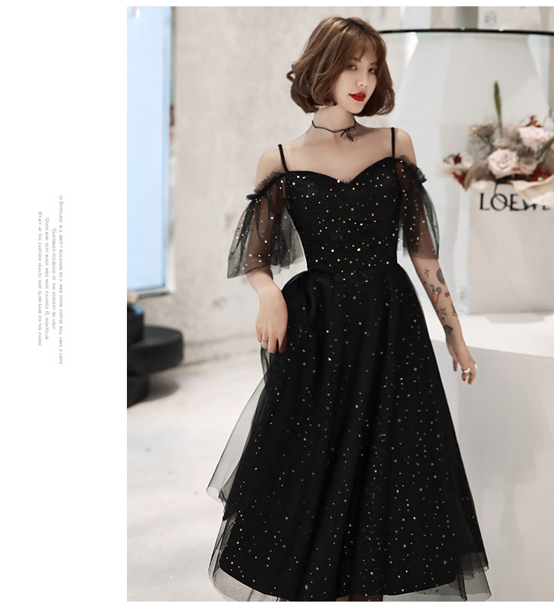 Lovely Black Tulle Straps Tulle Short Tea Length Party Dress Homecoming Dress, Black Formal Dresses