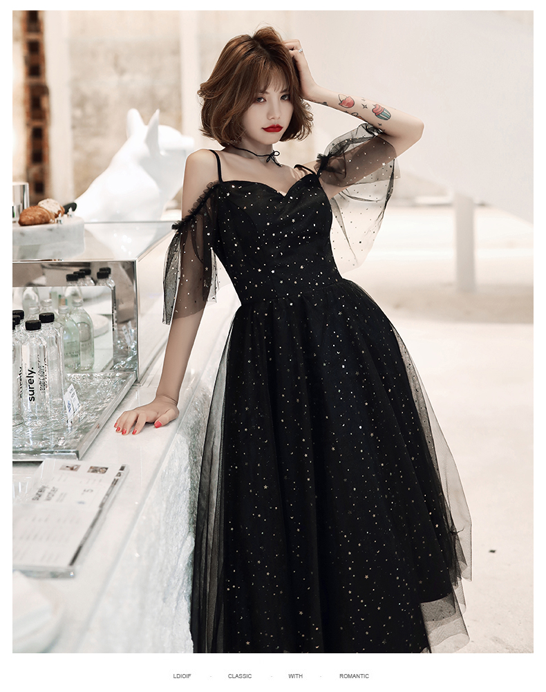 Lovely Black Tulle Straps Tulle Short Tea Length Party Dress Homecoming ...