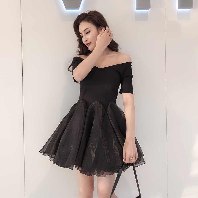 Black Short Sleeves Little Summer Dress, Cute Black Mini Dress Women Dress