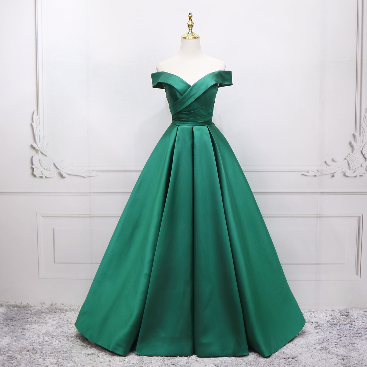 Green Long Simple Pretty A-line Junior Prom Dress Party Dress, Green Formal Dresses