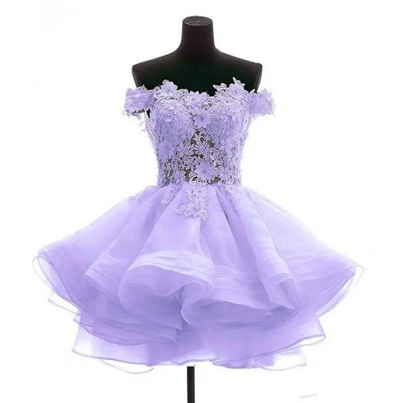 Cute Light Purple Off Shoulder Homecoming Dress Party Dress, Lavender Sweetheart Formal Dresses