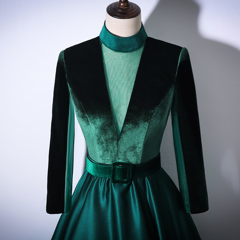 Green Velvet And Satin A-line Formal Dresses Evening Dress, Long Prom Dress  on Luulla