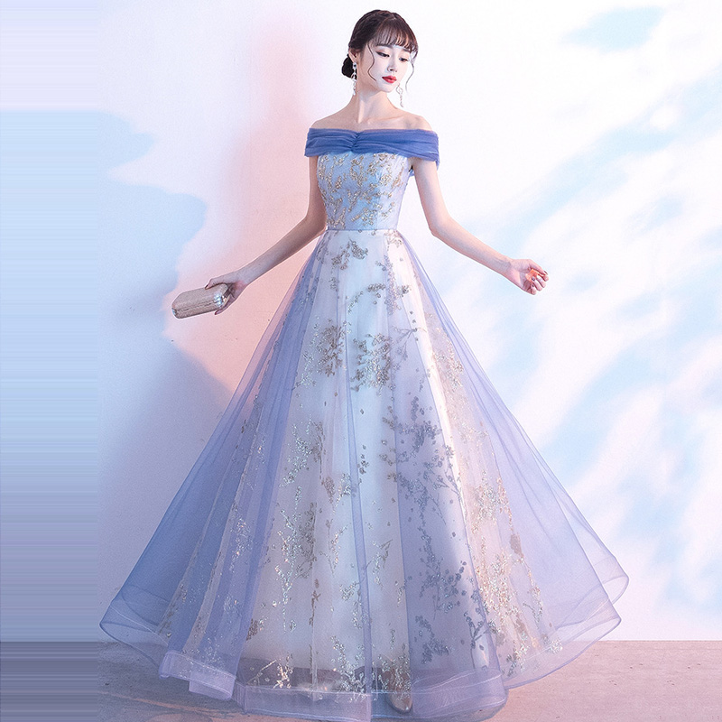 boat neck long formal dress Beaded Lace Long Sleeve Prom Dresses Boat Neck A-Line Pageant Dress 24509 Silver / US10 main image 0