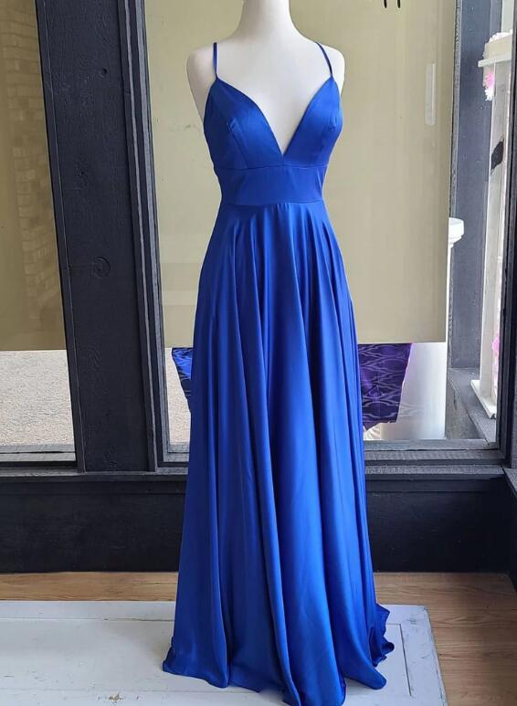 Beautiful Simple Blue Long Straps Party Dress Prom Dress, Blue Evening Dress Formal Dress 