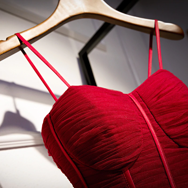 Beautiful Red Straps Tulle Long Party Dress Formal Dress, Red A