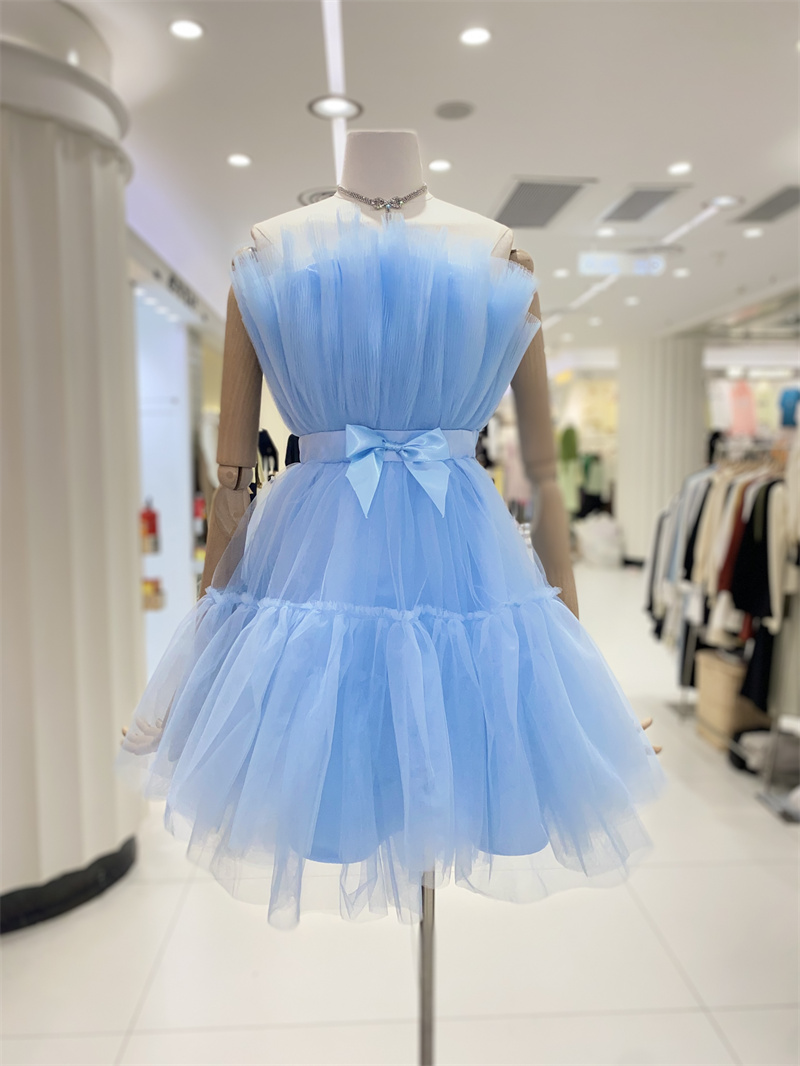 Lovely Light Blue Tulle Short Cute Homecoming Dress, Blue Party Dresses
