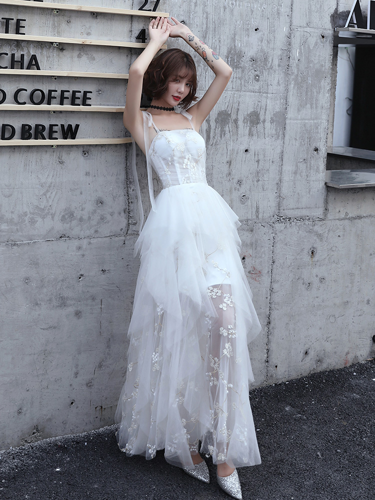 Cute White Tulle Layers With Lace Beautiful Gown, Wedding Party Dress White Party Dresses
