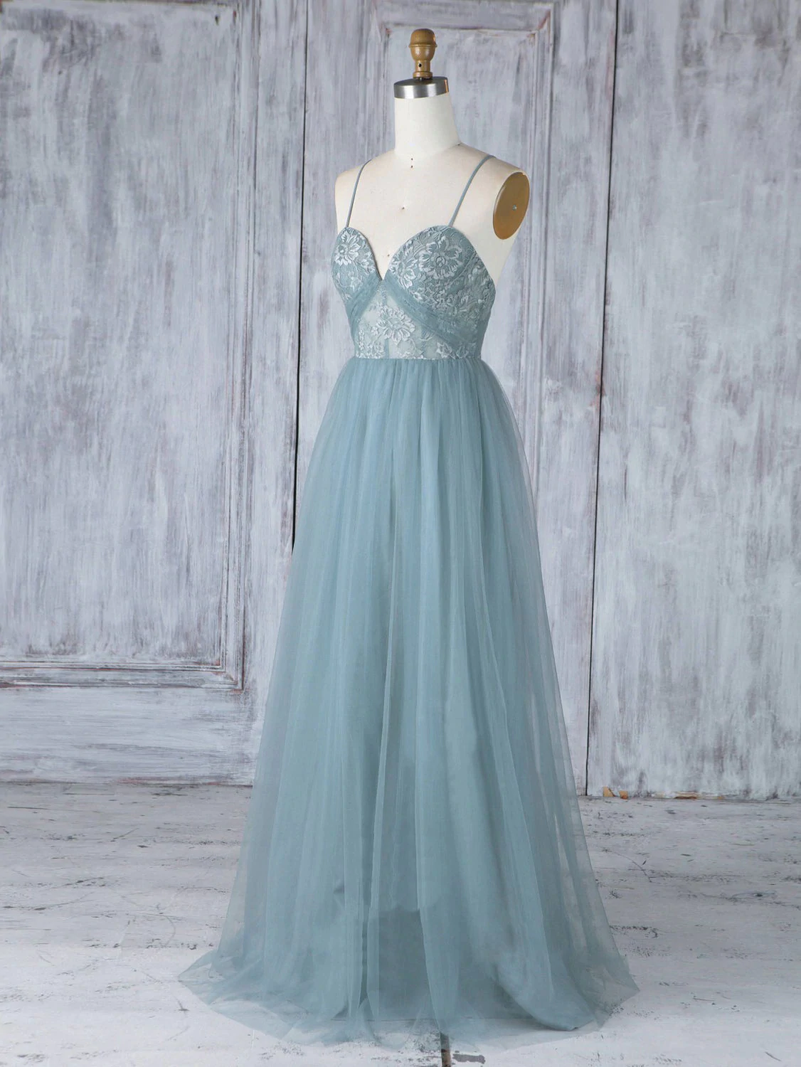 Simple Sweetheart Neck Tulle Lace Long Prom Dress, Green Evening Dress Bridedsmaid Dress