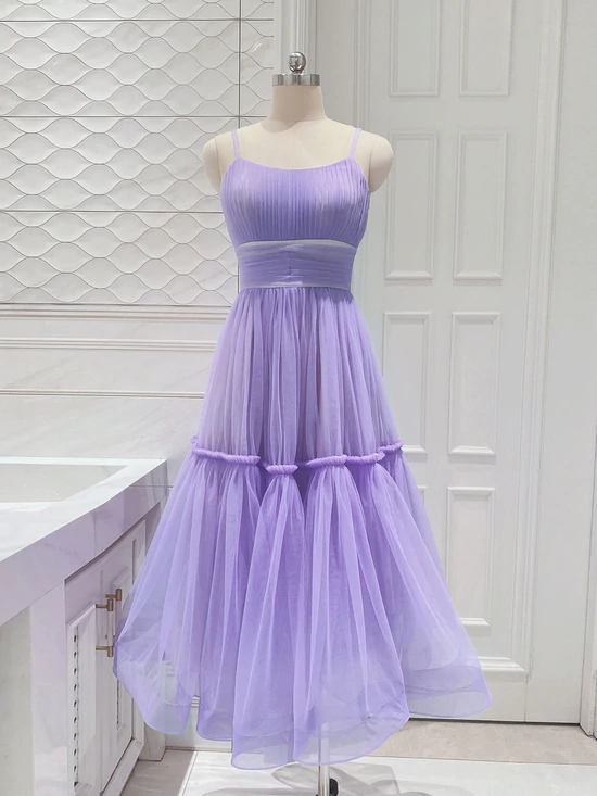 Beautiful Lavender Tulle Layers Sweetheart Party Dresses, Cute Prom Dresses