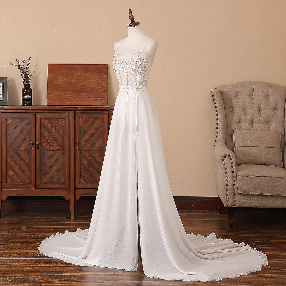 Ivory Prom Dresses Party Dress With Slit main image 0
