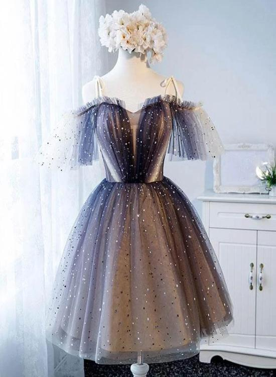 Gradient Off Shoulder Homecoming Dress, Tulle Party Dress